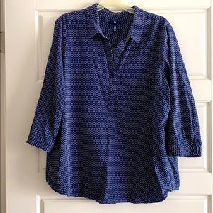Gap navy and white pin stitch tunic blouse